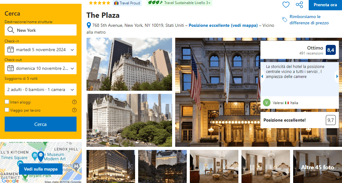 Hotel di lusso New York Plaza Hotel + Volo diretto da € 4141,50!